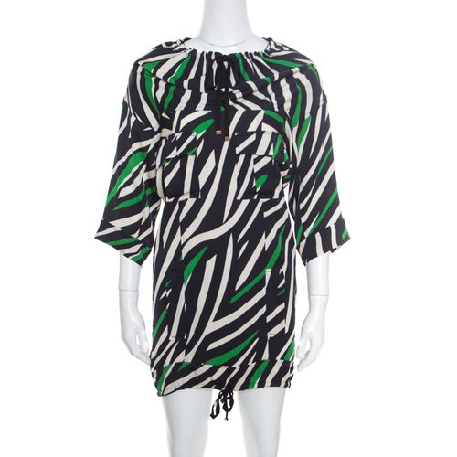 Diane Von Furstenberg Multicolor Striped Silk Tie Detail Kangou Tunic S - Diane Von Furstenberg - Modalova