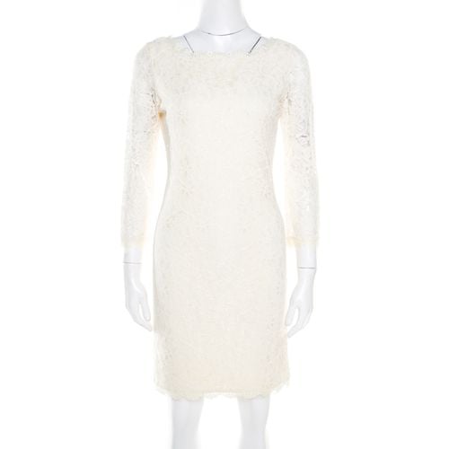 Diane Von Furstenberg Cream Long Sleeve Zarita Lace Dress S - Diane Von Furstenberg - Modalova