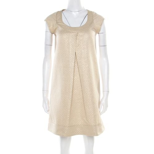 Diane Von Furstenberg Gold Jacquard Inverted Pleat Detail Ayuka Dress S - Diane Von Furstenberg - Modalova