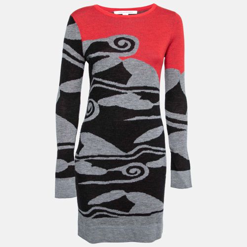 Diane von Furstenberg Multicolor Intarsia Cloud Patterned Wool Sweater Dress S - Diane Von Furstenberg - Modalova