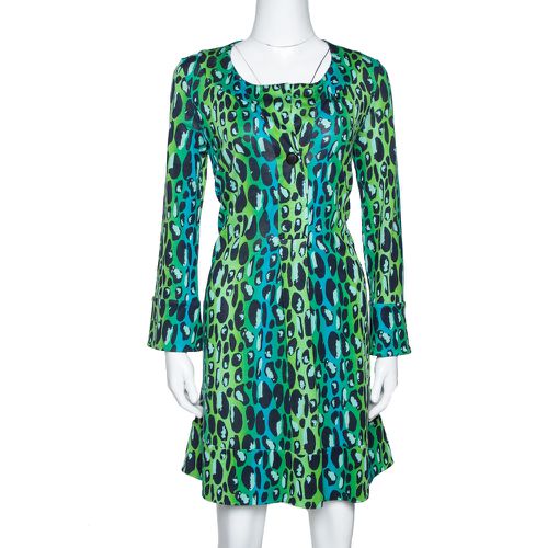 Diane Von Furstenberg Blue & Green Animal Print Silk Jersey Gaby Dress S - Diane Von Furstenberg - Modalova