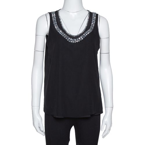 Crystal Embellished Silk Ade Top S - Diane Von Furstenberg - Modalova