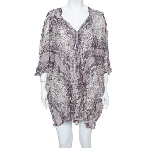 Diane Von Furstenberg Grey Snakeskin Printed Silk Draped Fleurette Dress XS - Diane Von Furstenberg - Modalova