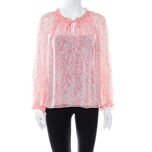 Diane von Furstenberg Pink Coral Print Silk Wynn Blouse M - Diane Von Furstenberg - Modalova