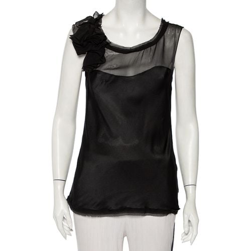 Diane Von Furstenberg Black Silk Draped Detail Sleeveless Mell Top L - Diane Von Furstenberg - Modalova