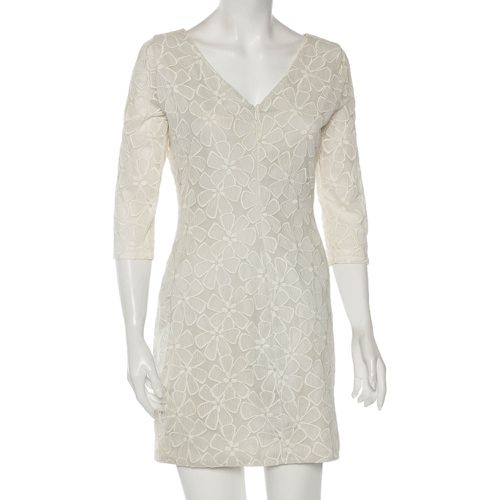 Pale Grey & Cream Floral Embroidered Silk Sarita Dress M - Diane Von Furstenberg - Modalova