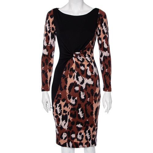 Diane von Furstenberg Black & Brown Leopard Printed Wool Masankay Dress S - Diane Von Furstenberg - Modalova