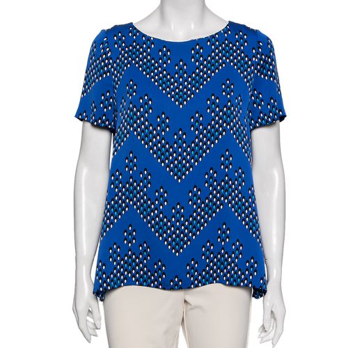 Diane von Furstenberg Blue Silk Maggy Chevron Dots Printed Top M - Diane Von Furstenberg - Modalova