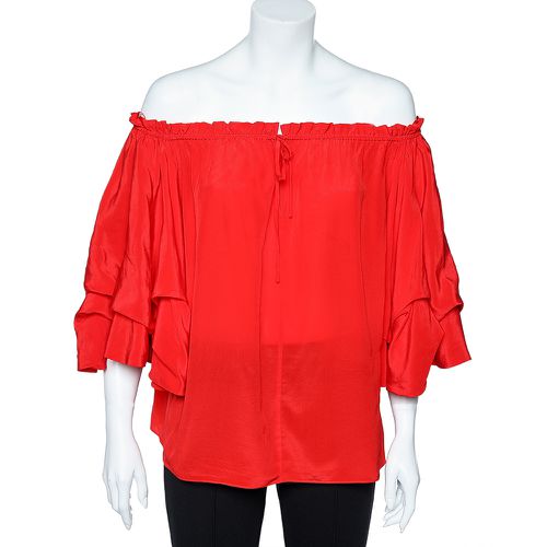 Diane von Furstenberg Red Silk Off Shoulder Ruffled Top S - Diane Von Furstenberg - Modalova