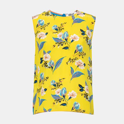 Blue Floral Printed Silk Sleeveless Top L - Diane Von Furstenberg - Modalova