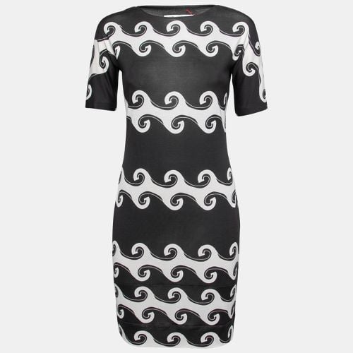 Diane Von Furstenberg Monochrome Wave Print Silk Knit Cyrani Dress M - Diane Von Furstenberg - Modalova