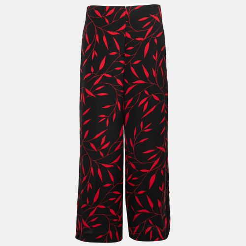 Diane Von Furstenberg Black & Red Printed Stretch Crepe Wide Leg Trousers M - Diane Von Furstenberg - Modalova