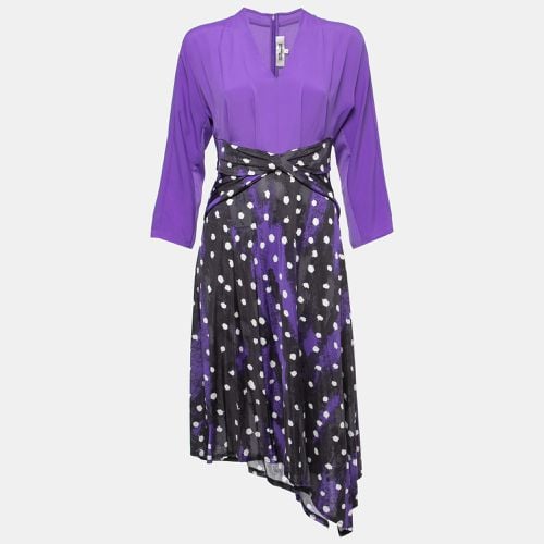 Diane Von Furstenberg Purple Printed Jersey & Crepe Long Sleeve Asymmetrical Midi Dress S - Diane Von Furstenberg - Modalova