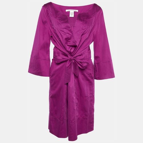 Diane Von Furstenberg Magenta Cotton Pintuck Tie Detail Faustine Dress XL - Diane Von Furstenberg - Modalova