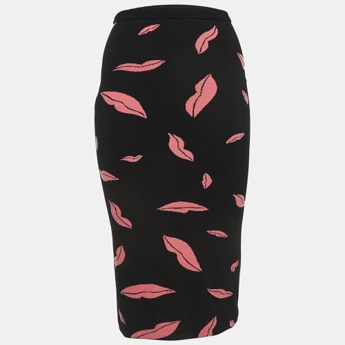 Diane Von Furstenberg Black/Pink Lips Patterned Knit Pencil Skirt XS - Diane Von Furstenberg - Modalova