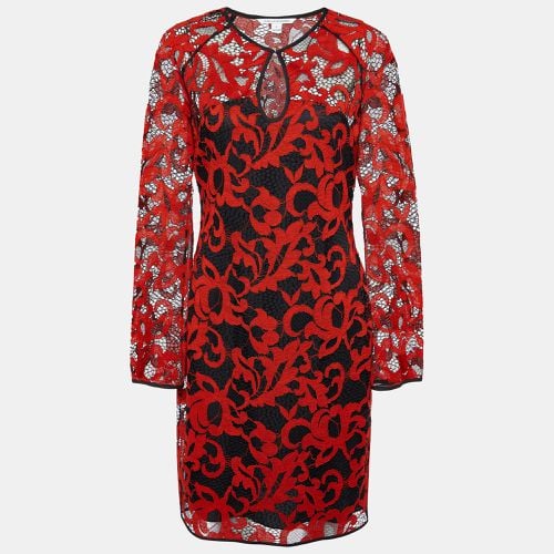 Diane Von Furstenberg Red & Black Lace Gadie Mini Dress M - Diane Von Furstenberg - Modalova