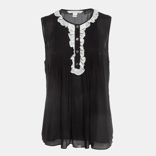 Diane Von Furstenberg Black Silk Ruffle Detail Top M - Diane Von Furstenberg - Modalova