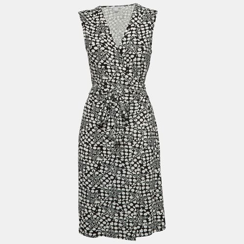 Diane Von Furstenberg Black/White Geometric Print Jersey Midi Wrap Dress L - Diane Von Furstenberg - Modalova