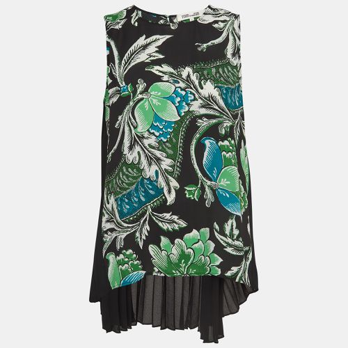 Diane von Furstenberg Green/Black Floral Printed Crepe Silvie Blouse S - Diane Von Furstenberg - Modalova