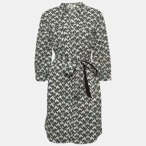 Diane Von Furstenberg White Floral Print Cotton Belted Shirt Dress L - Diane Von Furstenberg - Modalova