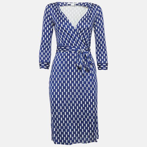 Diane Von Furstenberg Blue Printed Silk Jersey Wrap Dress XS - Diane Von Furstenberg - Modalova