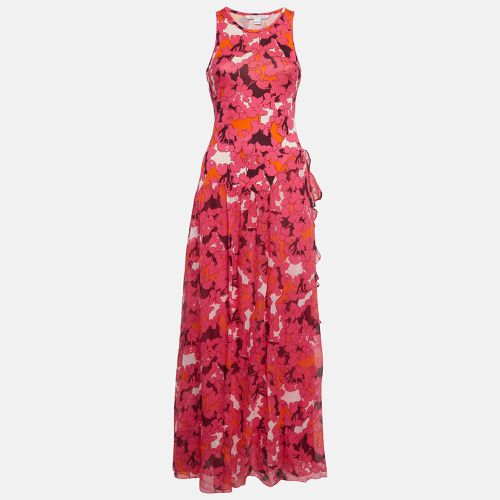 Diane Von Furstenberg Pink Eden Garden Print Jersey and Silk Davina Maxi Dress S - Diane Von Furstenberg - Modalova