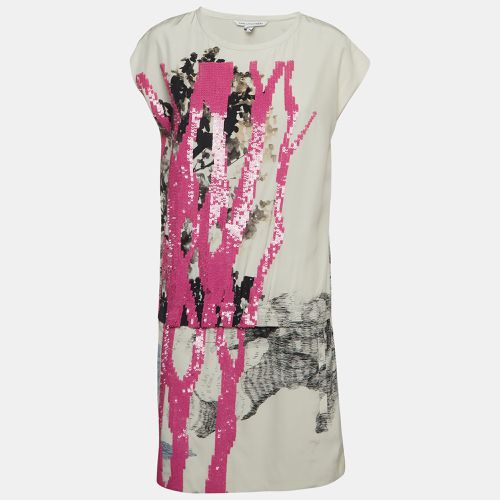 Diane Von Furstenberg White/Pink Sequin and Silk Tara Dress S - Diane Von Furstenberg - Modalova