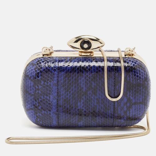 Diane Von Furstenberg Blue/Black Snakeskin Evil Eye Minaudiere Clutch - Diane Von Furstenberg - Modalova