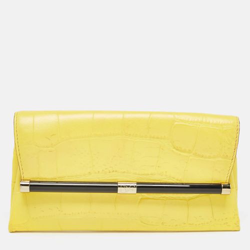 Diane Von Furstenberg Yellow Croc Embossed Leather Flap Clutch - Diane Von Furstenberg - Modalova