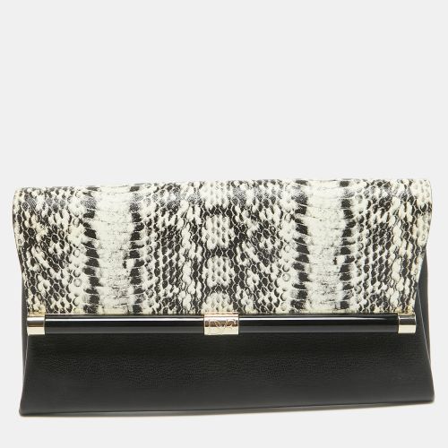 Diane von Furstenberg Black Python Embossed Leather 440 Envelope Clutch - Diane Von Furstenberg - Modalova