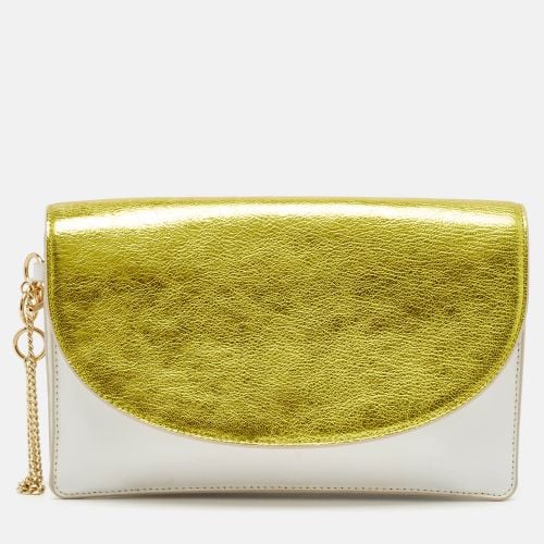 Diane Von Furstenberg White/Gold Leather Flap Clutch - Diane Von Furstenberg - Modalova