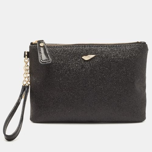 Diane Von Furstenberg Black Glitter Fabric Glitterati Wristlet Pouch - Diane Von Furstenberg - Modalova