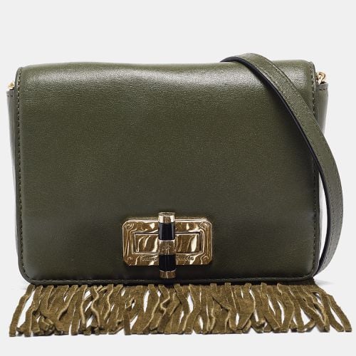 Diane Von Furstenberg Green Leather Fringe Flap Crossbody Bag - Diane Von Furstenberg - Modalova