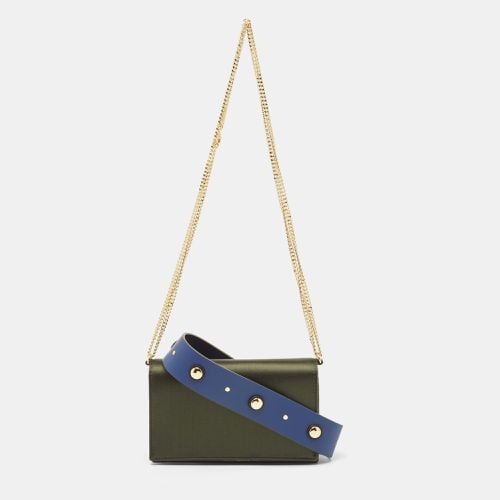 Diane Von Furstenberg Olive Green Satin and Leather Flap Chain Bag - Diane Von Furstenberg - Modalova