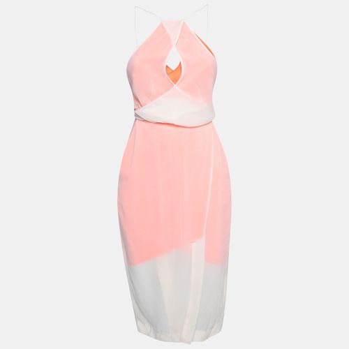 Dion Lee Neon Orange and Cream Sheer Silk Layered Vertigo Halter Dress S - Dion Lee - Modalova