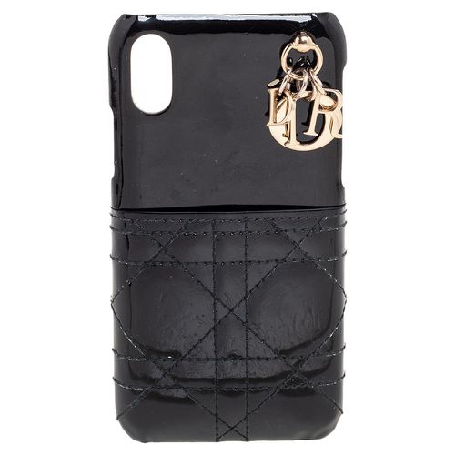 Dior Black Cannage Patent Leather Lady Dior iPhone X/XS Case - Dior - Modalova