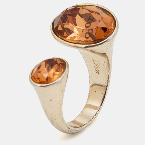 Dior Crystal Gold Tone Open Ring Size 50.5 - Dior - Modalova