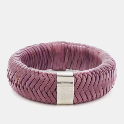 Dior Leather Silver Tone Wide Bracelet - Dior - Modalova