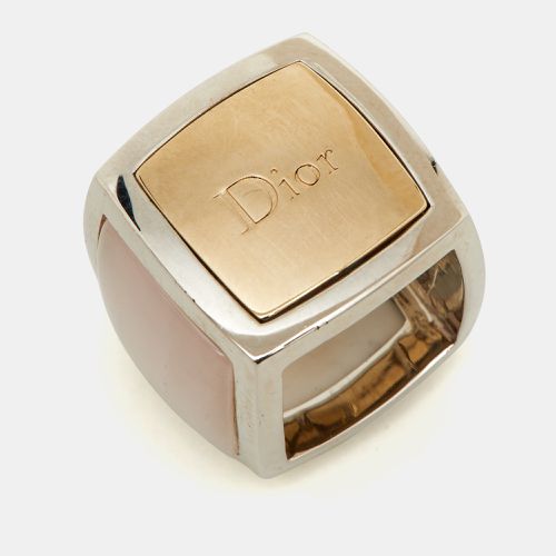 Dior Vintage Silver Tone Quatz & Enamel Square Ring Size 52 - Dior - Modalova