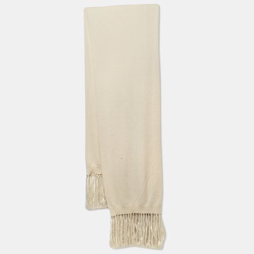 Dior Cream Cashmere Fringe Shawl - Dior - Modalova