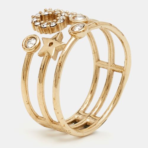 Dior CD Crystals Gold Tone Metal Ring Size 54 - Dior - Modalova