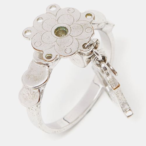 Dior Bague Enamel Crystal Silver Tone Charm Ring Size 52 - Dior - Modalova