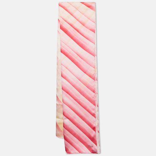 Christian Dior Pink/Yellow Diagonal Stripe Silk Square Scarf - Dior - Modalova