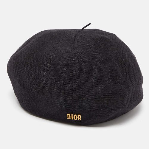 Dior Black Logo Detail Linen Beret Hat - Dior - Modalova