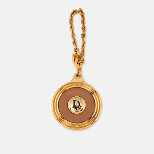 Dior Brown Leather Gold Tone Keychain - Dior - Modalova