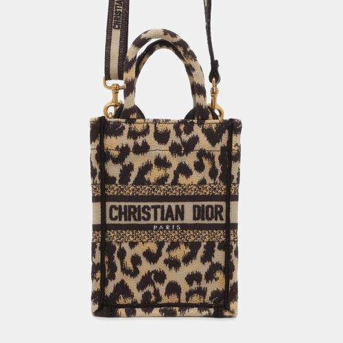 Christian Dior Beige Embroidery Canvas Mini Book Tote Phone Bag - Dior - Modalova