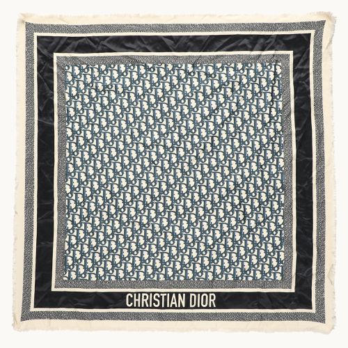 Dior Navy Blue Oblique Print Silk Square Scarf - Dior - Modalova