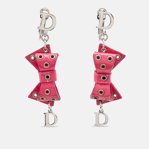 Dior Pink Bow Patent Leather Drop Earrings - Dior - Modalova