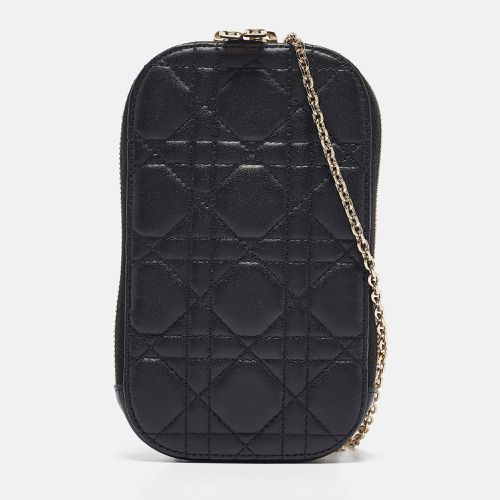 Dior Black Cannage Leather Lady Dior Phone Holder with Chain - Dior - Modalova