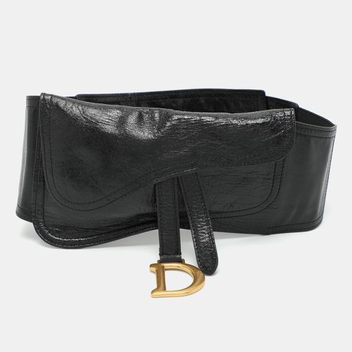 Dior Black Crinkled Leather and Elastic Saddle Belt 90 CM - Dior - Modalova